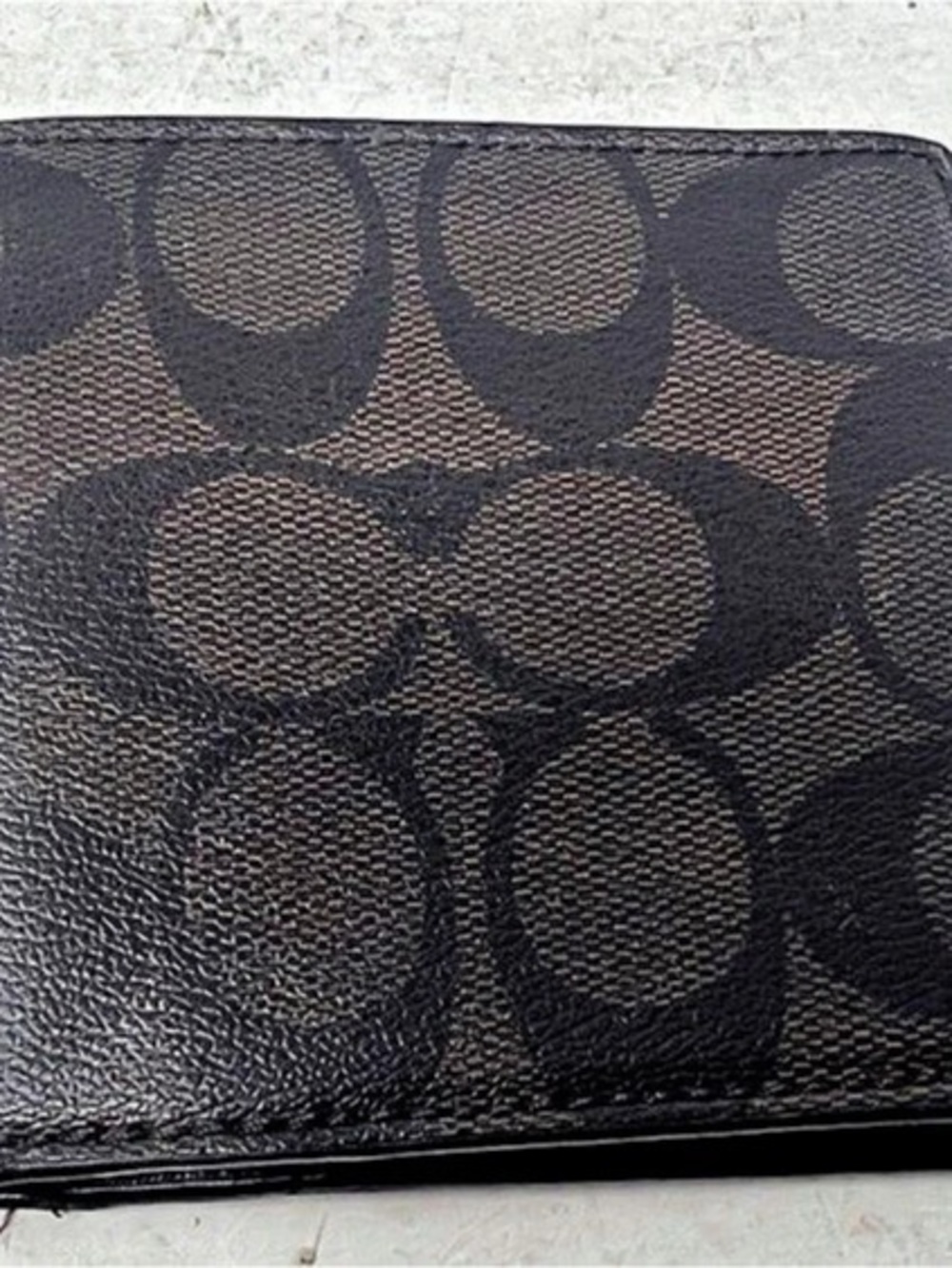Coach Signature Compact ID Wallet Men's Black & Brown